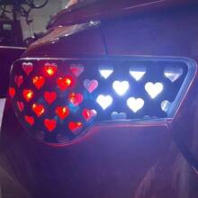 2pcs Heart-Shaped Brake Light Stickers, Cute Couple Car Decals, Honeycomb Vinyl Decorative Stickers, Universal Car Stickers - 黑色 - 查看 8