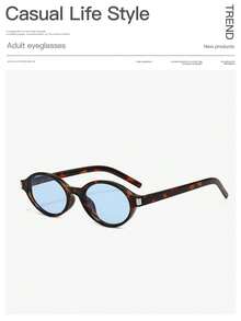 1 par de gafas de moda con montura ovalada retro para mujeres, lentes ligeros, adecuados para uso en fiestas - Multicolor - Ver 4