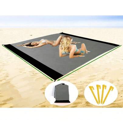 1件装超大超薄速干沙滩毯，超大防沙沙滩垫，便携式野餐垫，适用于庭院、公园、旅行、露营和徒步旅行，家庭户外用餐用品，轻便沙滩必备品
