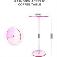 ASMesa de acrilico para bebidas mesa auxiliar transparente iridiscente para espacios pequeños mesa lateral redonda colorida/auxiliar para sala de estar recamara baño 9.8 pulgadas de largo - Iridiscente - Ver 2