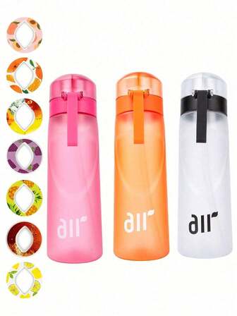 1 st vattenflaska med smakkapslar, med en slumpmässig smakkapsel med doft, 0 socker 0 kalorier vattenmugg dryckesflaskor med sugrör för utomhusbruk, läckagesäker mugg för gym, löpning, sport vattenmugg - (smakkapslar förbättrar endast luktsinnet, inte smaken) förändrar inte smaken på vattnet, får det bara att lukta väldoftande