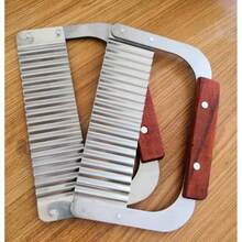 Faca Corte Batata Ondulada Legumes Cozinha Aço Inox Chips - Prata - Visão 4