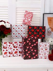 1/6张可爱什锦心形和礼品图案丝滑包装纸 - 完美的 情人节礼物包装 - 多色50cm*70cm - 查看 1