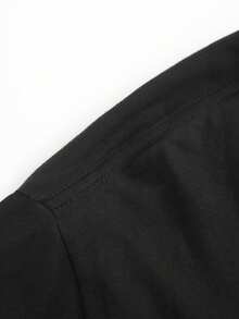 Sudadera con capucha casual para mujeres, moda al aire libre, regalos de vacaciones, sudadera casual para mujeres con rosa roja y diseño geométrico, sudadera gris con bolsillo canguro, mezcla de poliéster suave, ajuste cómodo para todas las estaciones, sudadera casual de ajuste relajado, sudadera de mezcla de poliéster - Negro - Ver 4