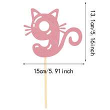 Decoración para tarta de cumpleaños de gato, de 1 a 9 años, de material de papel sin batería y para mascotas, con diseño de silueta de gato rosa, adecuado para fiestas de mascotas y celebraciones con temática de gatos, decoración de tarta - Rosa - Ver 11