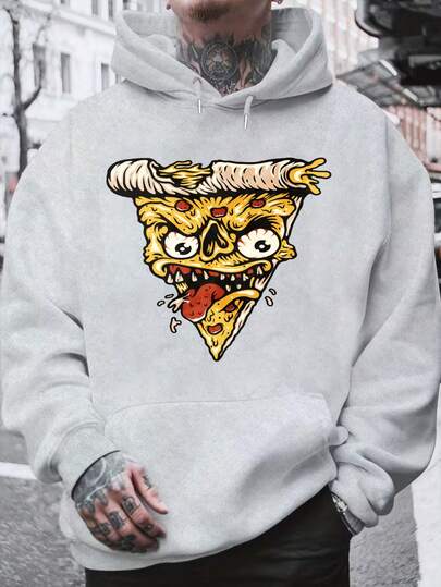 Hoodie para hombre con estampado de rebanada de pizza divertida y expresiva ideal para uso diario salidas casuales y temporada fría