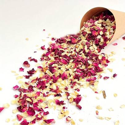 300g High-Quality Rose Petals, Jasmine Petals Mixed With Natural Eternal Flowers, Plant Dried Flowers For Decoration, Perfect Choice For Soap Making, DIY Handicrafts, Aromatherapy Candles, Dried Flower Matching, Indoor And Outdoor Festival Party Supplies Decoration, Handmade Flower Scattering, Confetti