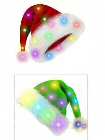 Christmas 2 Red Plush Santa Hat, Party Costume Hat, Plush Hat, Suitable For Role-Playing Headwear, Holiday Celebration Decoration, Christmas Party Decoration, Christmas Party Supplies, Christmas Countdown Calendar