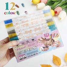 1 pieza Marcador acrílico impermeable y de secado rápido para arte de uñas y dibujos, punta fina, recargable, marcador colorido DIY para pintar uñas