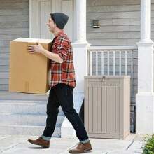 EasyUp Outdoor Package Delivery Box, 48-Gallon Lockable Parcel Drop Box, Large Double-Walled Resin Weatherproof Storage Deck Box For Porch And Patio (Gray) - trong suốt - Xem 6