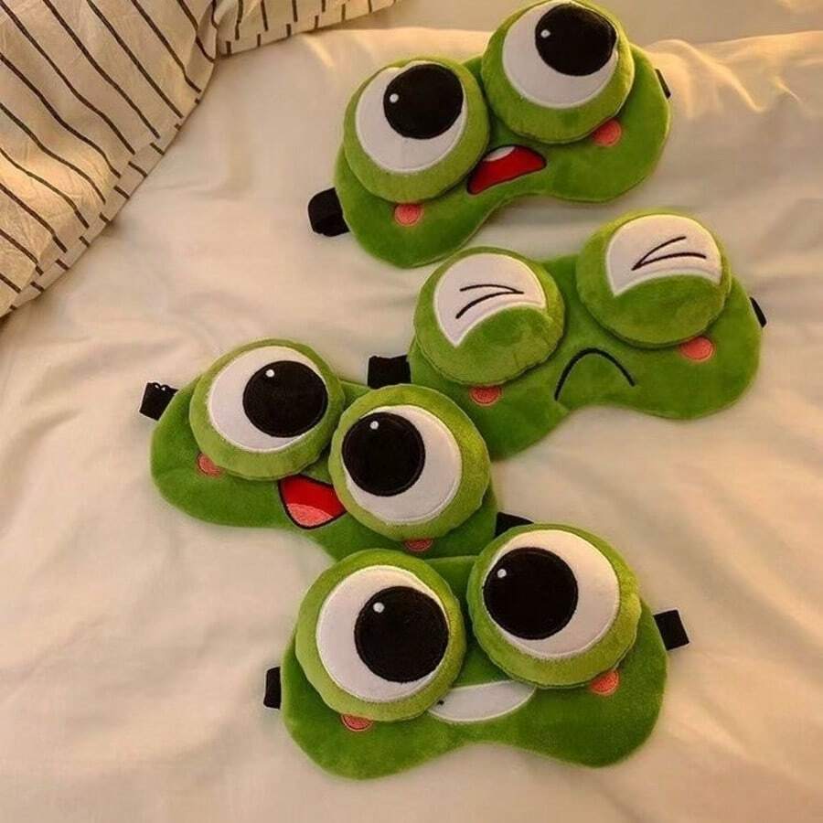 Masker Mata Boneka Katak Lucu, Masker Tidur Ekspresi Kocak, Masker Mata Lembut & Nyaman untuk Perjalanan & Tidur Siang, Hadiah Masker Mata Hewan Kartun - MultiWarna - View 1