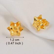 زوج من أقراط الأذن ذات الحجم الصغير بتصميم زهرة قلب فراشة، باللون الذهبي، مجوهرات مناسبة للنساء في أفريقيا والعالم العربي والشرق الأوسط - الذهبي - مشاهدة 10