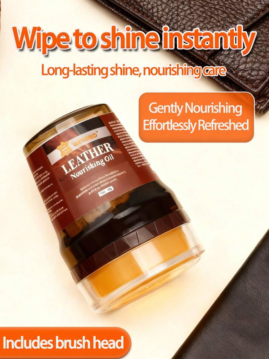 1pc Leather Nourishing Cream With Beeswax, Leather Polish, Care Wax, Shoe Oil, And Polishing Sponge, Suitable For Leather Shoes, Bags, Jackets, Sofas, And Other Leather Products, Shoe, Spring Summer Picks, Brides Maid Gifts, Room, Bedroom Decor, Bedroom Decor, Beach, Travel, For Men, For Women, Vacation,Women's Day,Travel Essentials,Wedding Favours,Y2k,Bedroom,Car Accessories Women,Kitchen Decor,Wedding,Y2k,Party - Orange - View 1