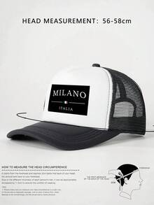 1pc/2pcs Printed Letter "MILANO" Sponge Mesh Cap, Milan Italy Pattern Printed Unisex Sponge Baseball Cap, Adjustable Outdoor Mesh Sun Hat, Lightweight & Breathable For Daily Commute - Multicolor 1 - View 6
