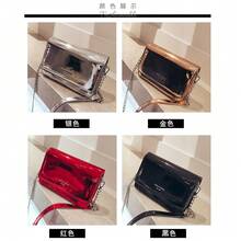 时尚迷你银色斜挎包多层小方包女士单肩包口红包 - 銀色 - 查看 12