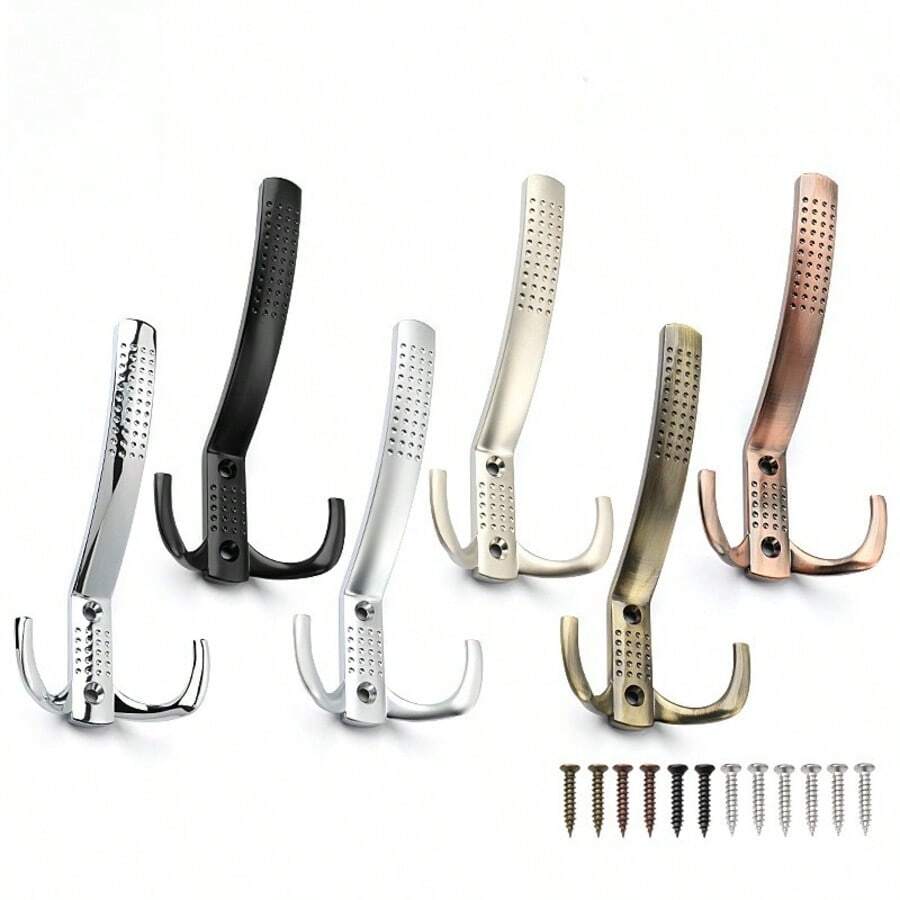 3pcs Multifunctional Home Storage Hooks, Clothes Hooks And Key Hooks Set For Kitchen & Living Room, Wardrobe Mounted Hooks And Door Back Hooks For Entryway, Closet, Bathroom, Hallway And Pantry Organization, Space-Saving Wall Mounted Hangers For Coats, Hats, Bags, Scarves, Towels, Aprons And Keys, Minimalist Decorative Hook Rack For Small Apartments, Dorm Rooms, Offices And RVs, Easy Mount Installation, Ideal Gift For Holiday Hosting, Halloween, Thanksgiving And Christmas Home Organization - Multicolor - View 1