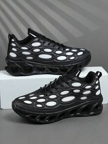 低帮男士运动鞋 休闲跑鞋 慢跑鞋 男士步行鞋 时尚渐变色运动鞋 网球鞋 街头服饰 - 黑色 - 查看 4