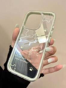 卡通线条猫咪图案手机壳，兼容 17/16/15 Pro Max、14/13 全包、12/11 透明款 - 白色 - 查看 2