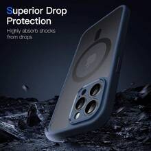 MX   JETech Funda Magnética para iPhone 13 Pro 6.1 Pulgadas Compatible con Carcasa Translúcida Mate Trasera Fina Antigolpes de Protección Lente Cámara Completa Marino - Marino - Ver 5