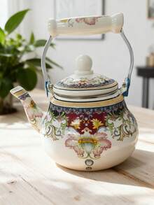 1 件带花柄的陶瓷水壶（蓝星花、农场、宝藏），饮具，茶具，可用于炉灶、煤气炉、火炉和壁炉、节日派对、户外露营便携式茶壶，适合作为送给亲戚朋友的礼物 - 彩色 - 查看 12