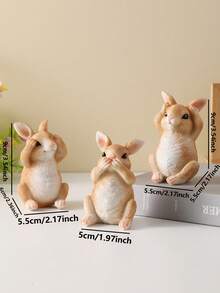 1pc Easter Resin Rabbit Figurine, "See No Evil, Hear No Evil, Speak No Evil" Series, Living Room, TV Cabinet, Desk Decor, Easter Decoration, Garden Ornament, Home Decor, Rabbit, Gift - Multicolor - View 7