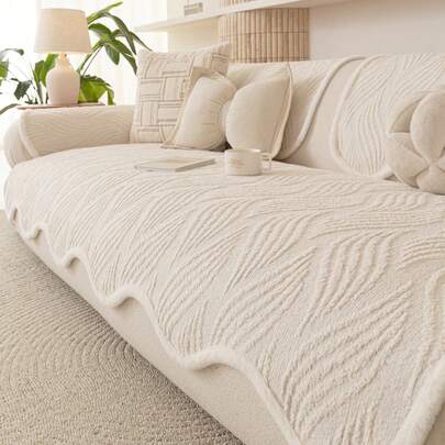 1件加厚绒毛沙发套，提花秋冬沙发垫，保暖柔软，宠物友好，经久耐用，适用于客厅、卧室、户外，适合1/2/3/4人沙发