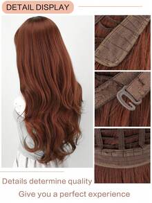 European And American Style Big Wavy Curly Lace Front Long Wig, Heat Resistant Synthetic Fiber Wig In Reddish Brown, Suitable For Women's Daily And Party Wear - Multicolor - View 7
