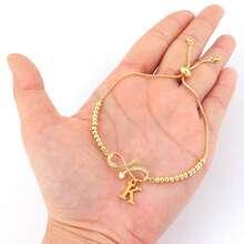 1条新款时尚字母无限符号金色可调节珠链手链，女士款 - 金黃色 - 查看 3