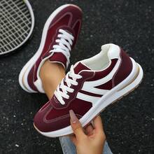 Zapatillas deportivas versátiles, cómodas y antideslizantes con suela duradera, de estilo retro y lindo para mujer - Burdeos - Ver 13