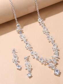 3pcs Cubic Zirconia Decor Jewelry Set - Gold - View 4