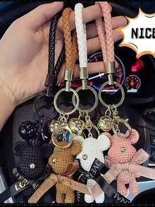 Llavero de peluche de oso, colgante de mochila de oso de peluche 3D de dibujos animados, regalo para mujeres - Multicolor - Ver 2