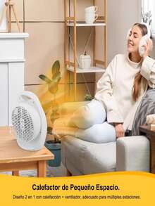 Calefactor Electrico 750W-1500W y Ventilador para Habitacion Pequena - Tipo de Enchufe A USA (110-127V) - Ver 2
