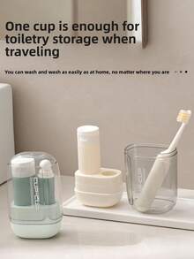 1 Set (Random Color) Travel Wash Cup Set, 3-In-1 Portable Rinse Cup, Toothbrush, Toothpaste Storage Box, Essential For Outdoor