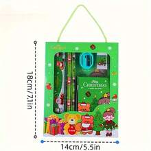 6pcs Christmas Gift Stationery Set - Portable Pencil Case With Santa Claus, Reindeer And Holiday Patterns - Suitable For Students And Office Use - Perfect Christmas Gift, Holiday Design, Durable Plastic, Stationery Gift Box, Calligraphy And Stationery Set, Stationery Countdown Calendar, Christmas Pens, Stationery Set, Pens, School Supplies, School Accessories, Stationery Items - Z - View 2