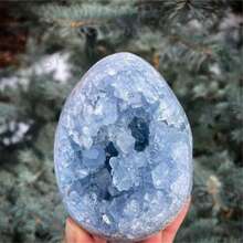 Cristal de Rocha Tem Rachaduras Naturais, Não Danos. Pedra de Cristal Celestita Druzy, Artesanato de Cristal DIY, Decoração Doméstica, Adiciona uma Atmosfera Distinta à Sua Casa, Presente de Aniversário - Azul e Branco - Visão 1