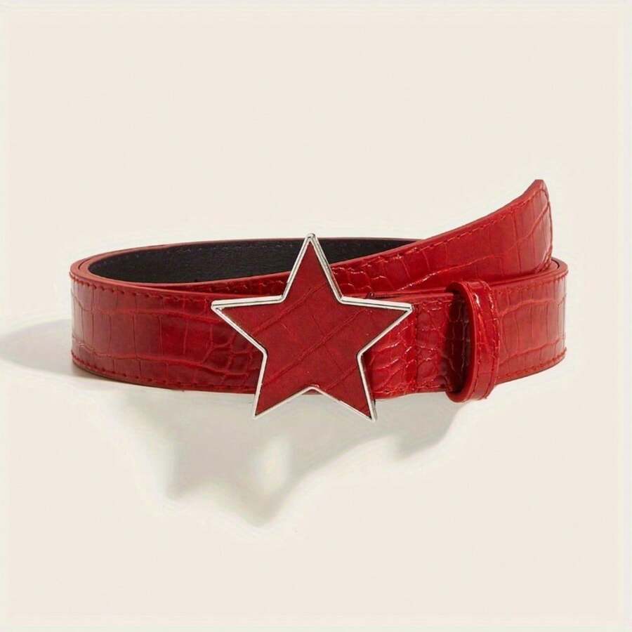 A French Style Fashionable And Exquisite Buckle Belt, Perfect For Halloween And Christmas As A Gift For Friends And Family - Đỏ - Xem 1