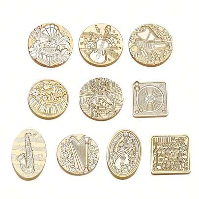 1个用于封蜡信封、邀请函、DIY剪贴簿的蜡封印章头，音乐主题蜡封印章头替换装