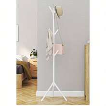 1pc Modern Tree-Shaped Coat Rack - Freestanding Floor Hanger With Sturdy Triangular Base, Durable Plastic Material, Lightweight 360° Rotating Hooks, Space-Saving Entryway, Bedroom, Living Room Home Organizer, Scandinavian Minimalist Single Rod Bedroom Clothes Hanger, Easy Assembly For Home, Office, Hotel, Black/White 6/9 Hooks Available, Multi-Functional Storage, Suitable For Apartment Living - Multicolor 2 - View 8
