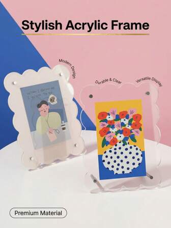 时尚亚克力相框，彩色花卉图案装饰相框，多功能横竖两用相框，抛光表面家居装饰相框，装饰艺术风格半圆形相框，客厅茶几桌面展示相框，卧室床头柜装饰相框