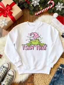 "I SAW THAT" Estampado, Sudadera con Capucha para Mujeres, Ideal para Fiestas de Navidad, Día de Regalo para Amantes del , Estilo Pop y Divertido, Confortable y Moda para Uso Cotidiano - Blanco - Ver 3