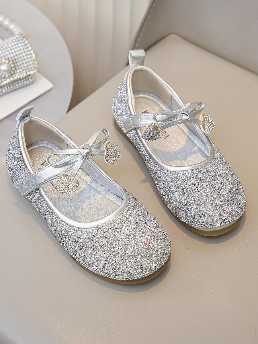 幼儿/女童芭蕾平底鞋 - 玛丽珍公主鞋，适合婚礼、上学、派对等场合 - 銀色 - 查看 1