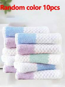 10pcs/5pcs Random Color Soft Towels, Quick Drying Face Towels, Reusable Square Makeup Remover Towels (9.8in*9.8in), Soft & Skin-Friendly Face Cloths, Portable Cleaning Tool, Multipurpose For Travel - Multicolor - View 12