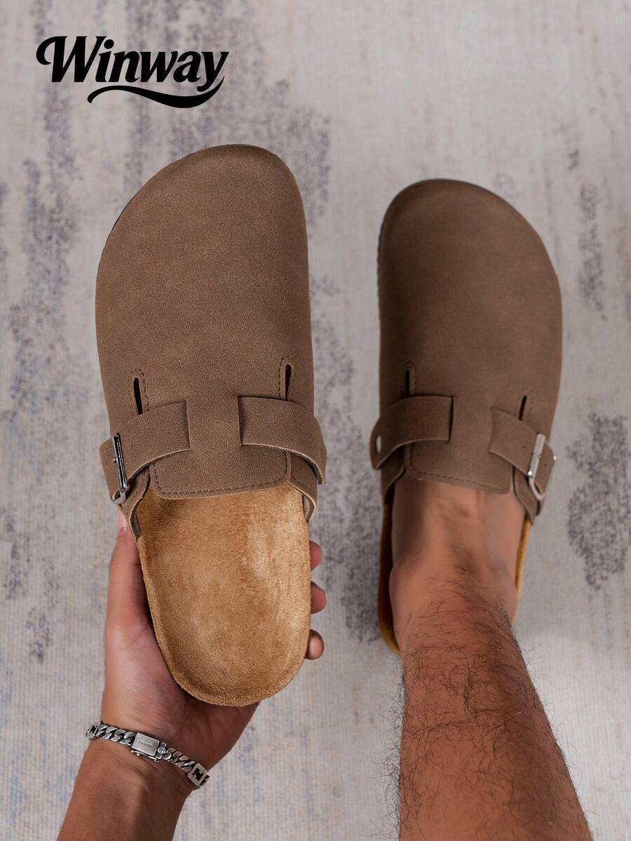 男士穆勒鞋，新款春季复古休闲一脚蹬鞋，宽松舒适，闭趾平底穆勒鞋，配有可调节绑带，有四季皆宜的非抓绒款和秋冬季保暖款可选。