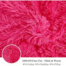 Plush Shaggy Duvet Cover Set, Ultra Soft Fluffy Bedding Sets 3 Pieces (1 Fuzzy Comforter Cover + 2 Pillow Cases), Zipper Close (, Pink), Luxury Bedding - Purple - View 10