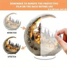 Rotating Acrylic Desktop Decor Ornament, Christmas Snowy Landscape With Santa Claus, No Power Needed - Multicolor - View 4