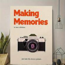 2D Plano, Póster de Foto de Cámara Vintage de 1 Pieza - Que los Recuerdos Duren para Siempre - Tipografía Beige, Marrón, Naranja - Marco de Lienzo Envuelto - Decoración Fotográfica Minimalista - Arte de Pared Elegante para Sala de Estar, Dormitorio, Oficina - Decoración Vintage Moderna para el Hogar - Decoración de Estudio de Fotografía - Decoración de Pared Vintage Lista para Colgar - Regalo Ideal para Fotógrafos, 2D Plano - Multicolor - Ver 9