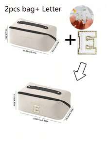 1pc High Quality PU Cosmetic Bag Travel Bag With Letters Cosmetic Storage Bag, Large Capacity Women's Handbag, Portable Travel Storage Bag, Multifunctional Waterproof Bag, Cosmetic Storage Bag, Travel Accessories, Travel Essentials, Cruise Essentials, Jewelry Storage, Lip Oil Storage, Nail Polish Storage, Valentine's Day Gifts, Bridesmaid Gifts, Birthday Gifts, Friends And Teacher Gifts, Holiday Gifts, Mother's Gifts, Women's Gifts