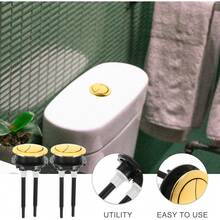 Uonlytech 2Piezas Botón de Descarga Doble para Inodoro Accesorio de Tanque Agua Botón Redondo Dorado para Válvula Drenaje - 1 - Ver 4