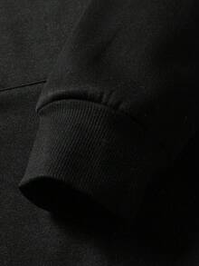 1 Piece Men's Casual Fashion Japanese Style Car Mountain Printed Hoodie, Long Sleeve Pullover, Regular Men's Hoodie - màu đen - Xem 2