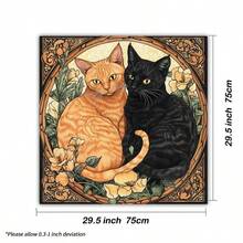 1 pièce Mystique Nappe d'autel aux chats de lune avec ciel étoilé floral. Nappe de table de divination tarot, décoration de maison de sorcière, tapis de jeu de cartes tarot - Noir - Voir 6